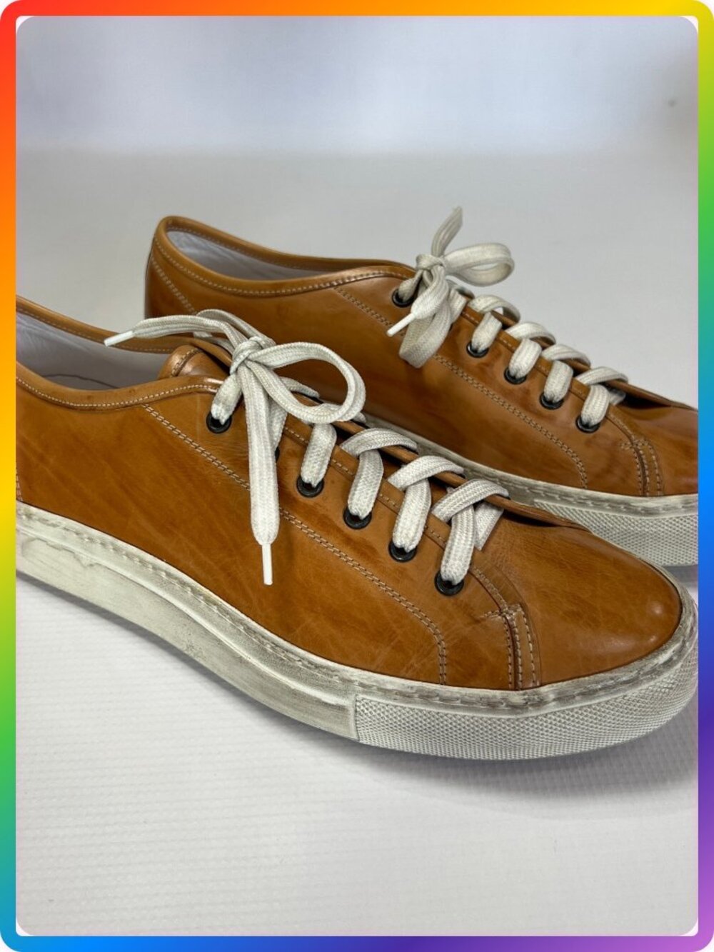 Common Projects Tournament Low Tan Polished Leather Sneakers EU 42 Italy Retro